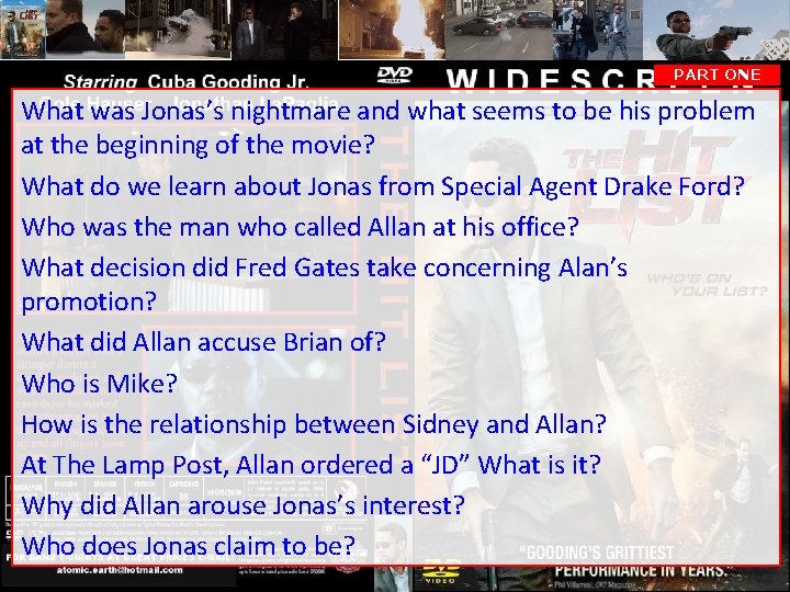 PART ONE What was Jonas’s nightmare and what seems to be his problem at