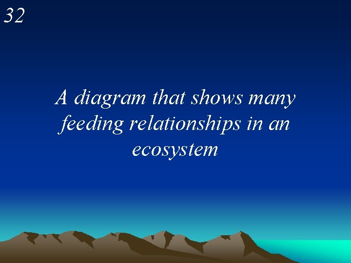 32 A diagram that shows many feeding relationships in an ecosystem 
