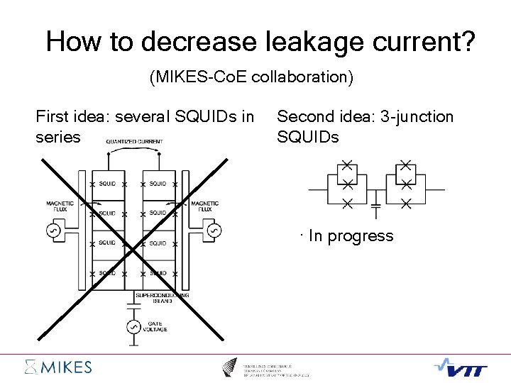 How to decrease leakage current? (MIKES-Co. E collaboration) First idea: several SQUIDs in series