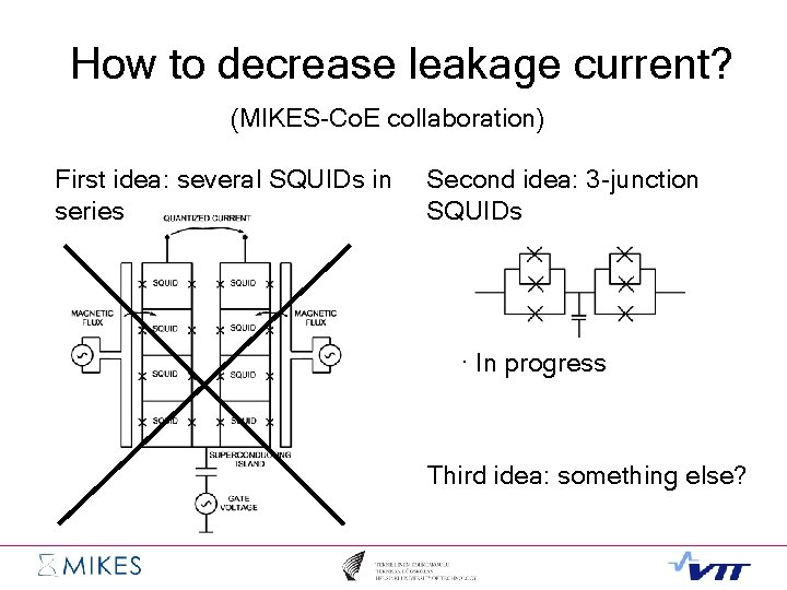 How to decrease leakage current? (MIKES-Co. E collaboration) First idea: several SQUIDs in series