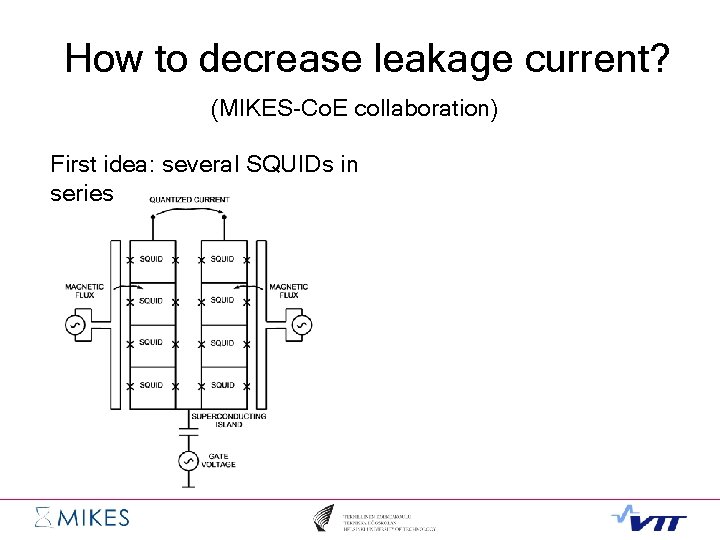 How to decrease leakage current? (MIKES-Co. E collaboration) First idea: several SQUIDs in series