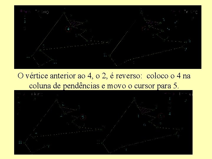 O vértice anterior ao 4, o 2, é reverso: coloco o 4 na coluna