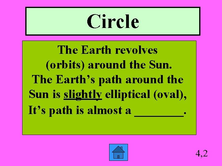 Circle The Earth revolves (orbits) around the Sun. The Earth’s path around the Sun