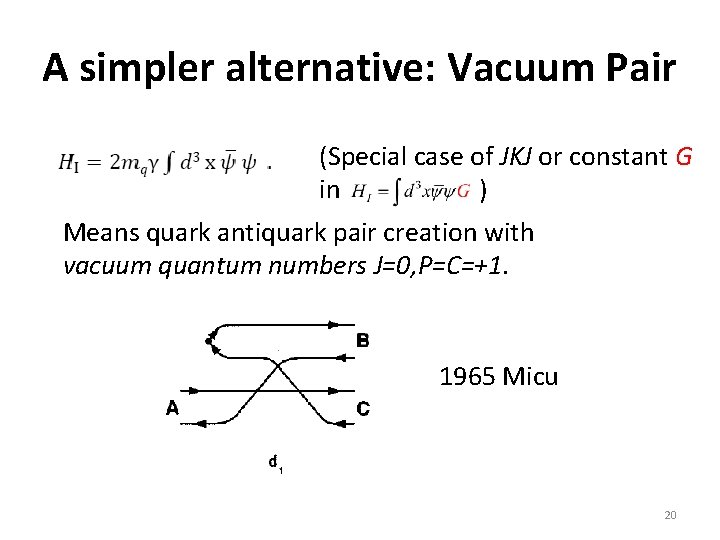 A simpler alternative: Vacuum Pair (Special case of JKJ or constant G in )