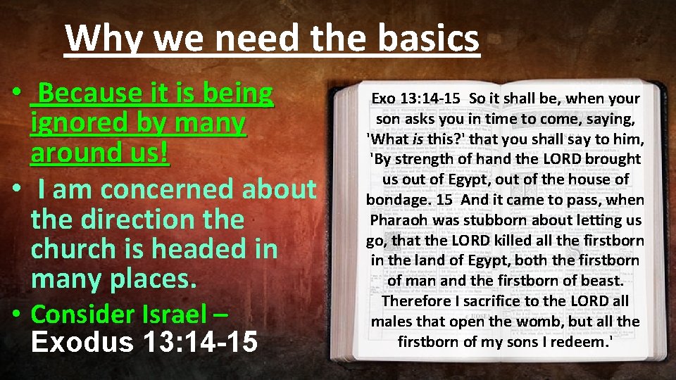 Why we need the basics • Because it is being ignored by many around