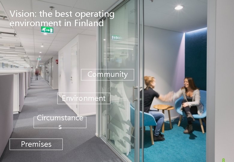 Vision: the best operating environment in Finland Community Environment Circumstance s Premises 