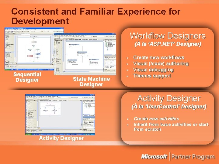 Consistent and Familiar Experience for Development Workflow Designers (À la ‘ASP. NET’ Designer) Sequential