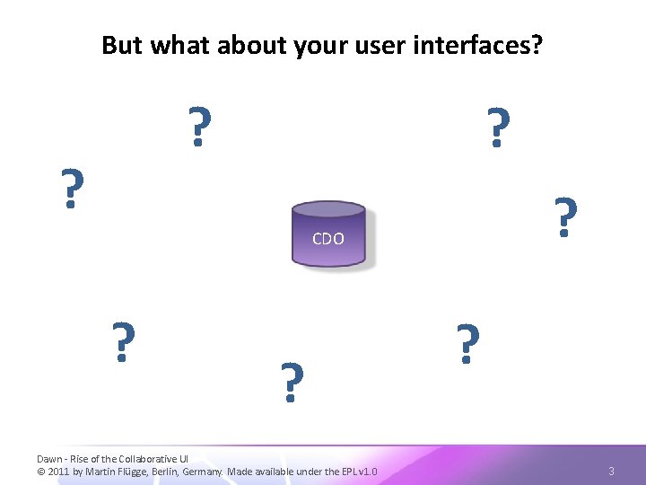 But what about your user interfaces? ? ? CDO ? ? Dawn - Rise