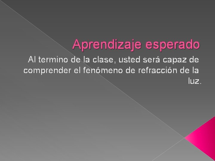 Aprendizaje esperado Al termino de la clase, usted será capaz de comprender el fenómeno