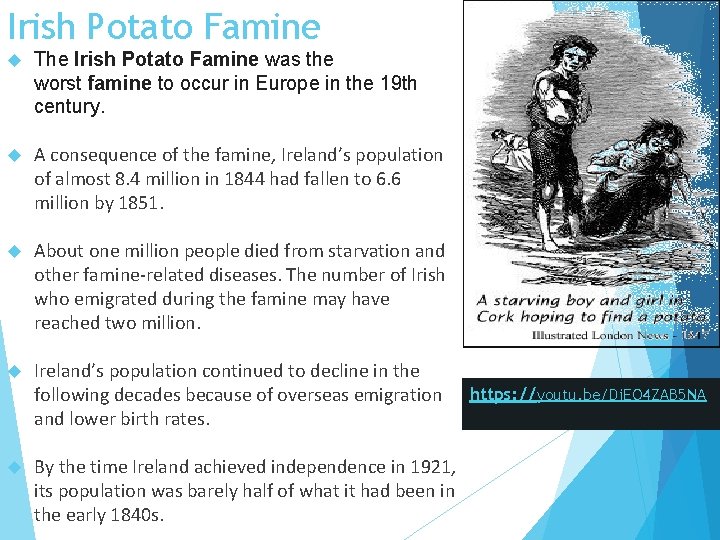 Irish Potato Famine The Irish Potato Famine was the worst famine to occur in