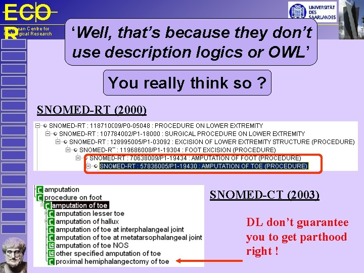 ECO R European Centre for Ontological Research ‘Well, that’s because they don’t use description