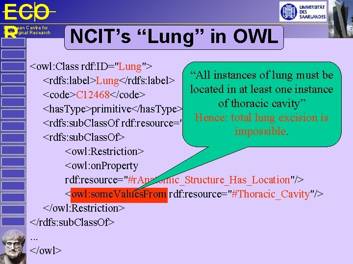 ECO R NCIT’s “Lung” in OWL European Centre for Ontological Research <owl: Class rdf: