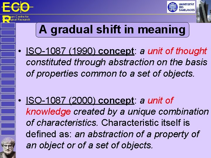 ECO R European Centre for Ontological Research A gradual shift in meaning • ISO-1087