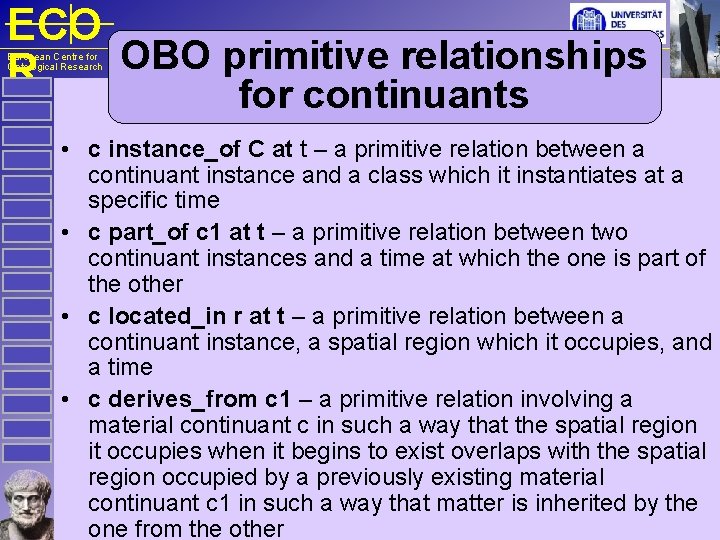 ECO OBO primitive relationships R European Centre for Ontological Research for continuants • c