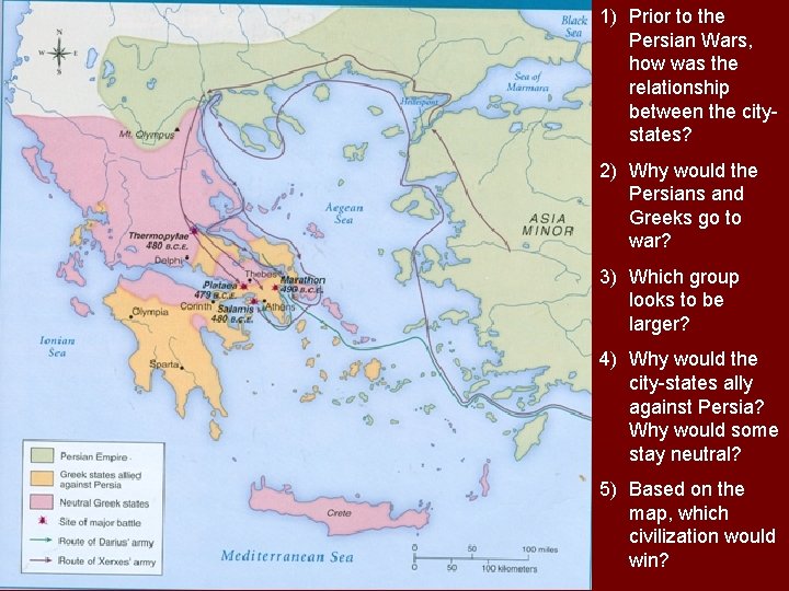 1) Prior to the Persian Wars, how was the relationship between the citystates? 2)