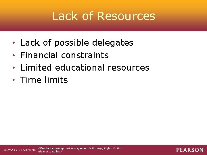 Lack of Resources • • Lack of possible delegates Financial constraints Limited educational resources