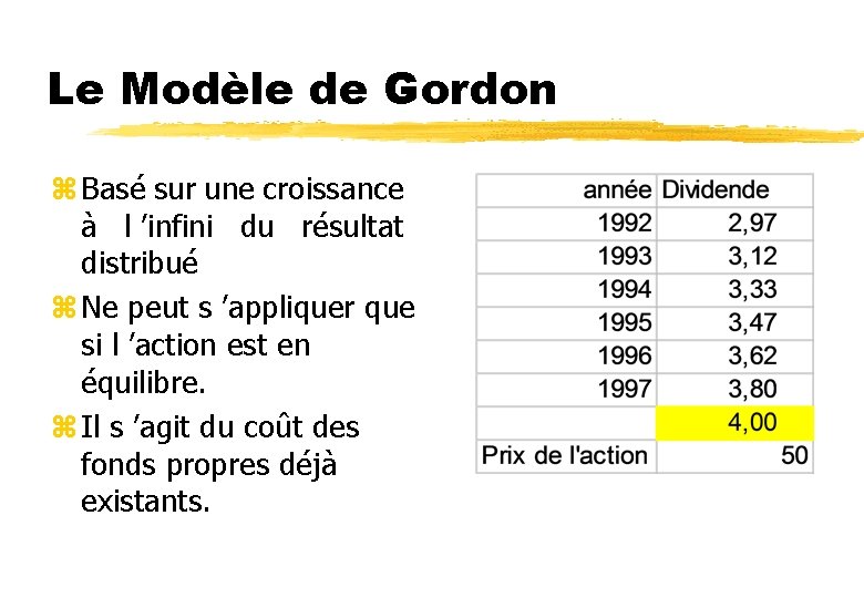 Le Modèle de Gordon z Basé sur une croissance à l ’infini du résultat