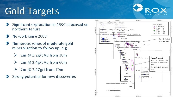 Gold Targets Significant exploration in 1990’s focused on northern tenure No work since 2000