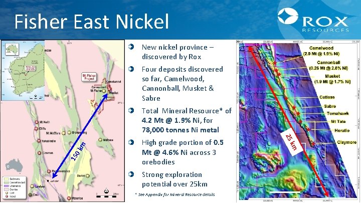 Fisher East Nickel New nickel province – discovered by Rox Four deposits discovered so