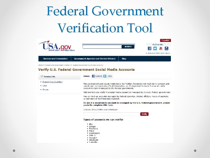 Federal Government Verification Tool 
