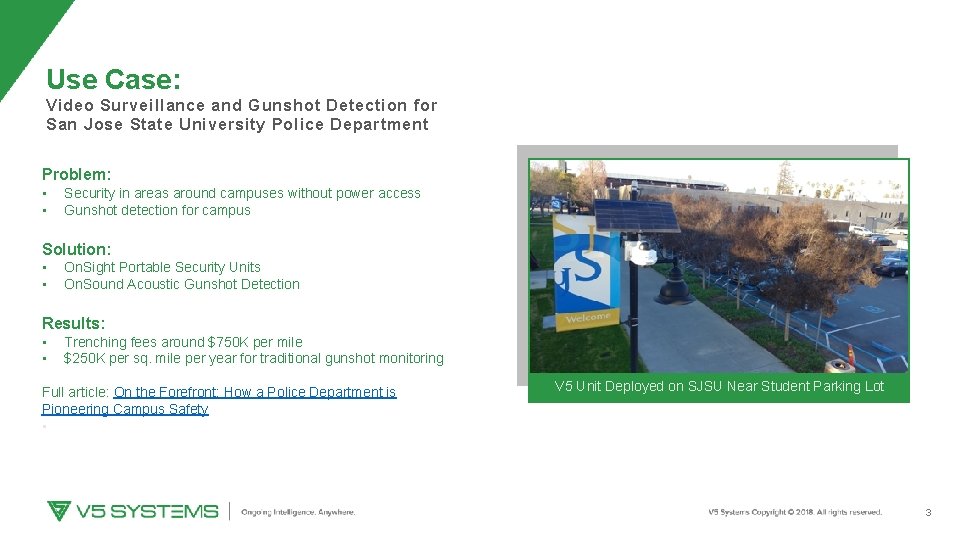 Use Case: Video Surveillance and Gunshot Detection for San Jose State University Police Department