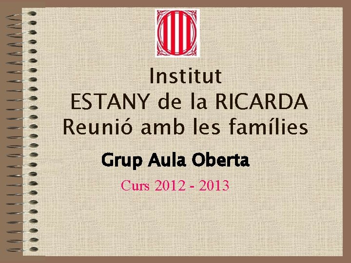 Institut ESTANY de la RICARDA Reunió amb les famílies Grup Aula Oberta Curs 2012