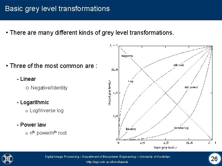 Basic grey level transformations • There are many different kinds of grey level transformations.