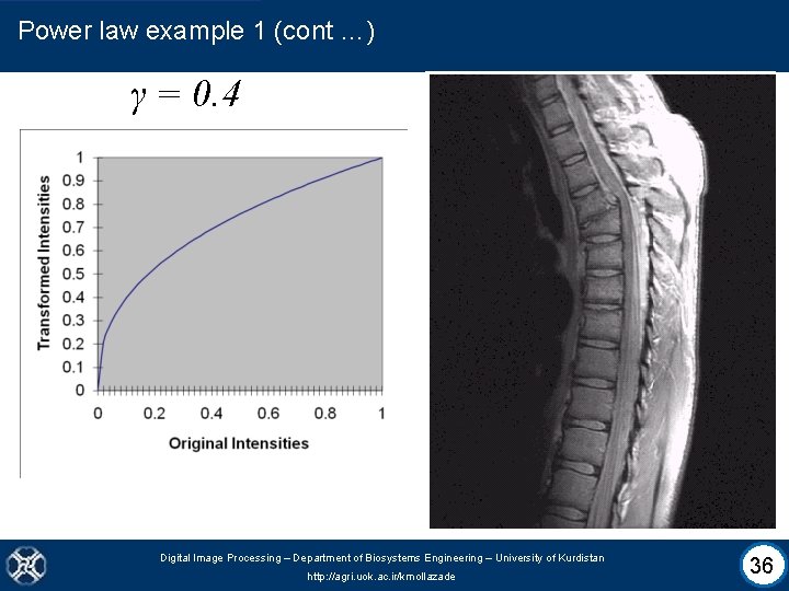 Power law example 1 (cont …) γ = 0. 4 Digital Image Processing –