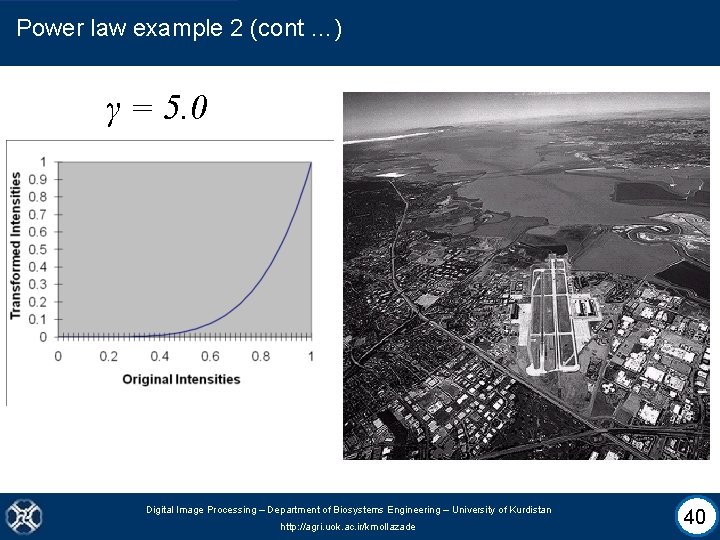 Power law example 2 (cont …) γ = 5. 0 Digital Image Processing –