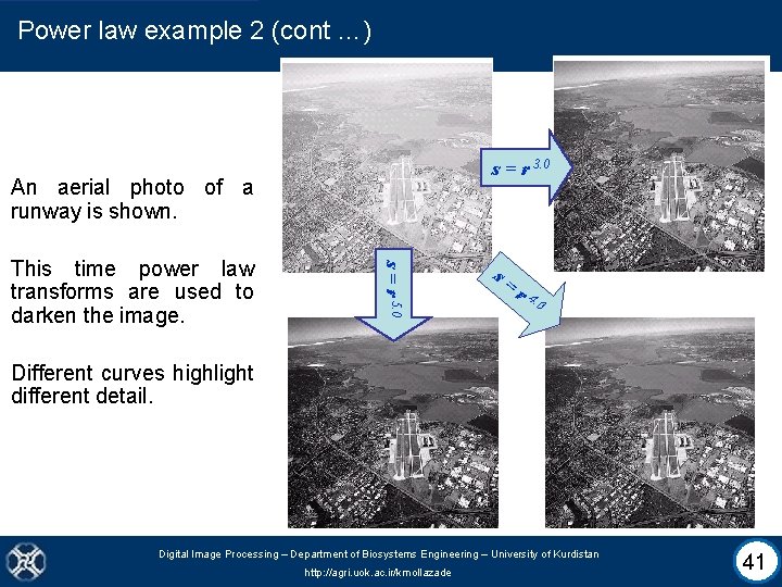 Power law example 2 (cont …) s = r 3. 0 An aerial photo