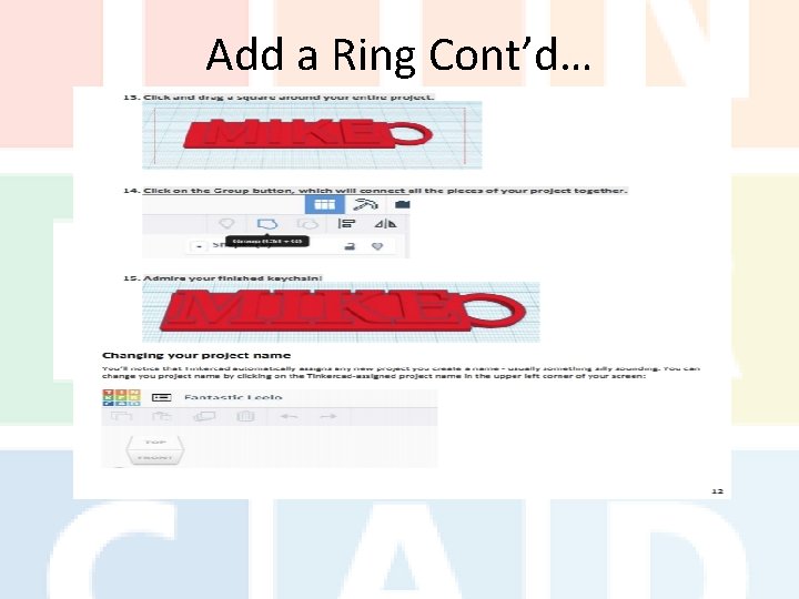 Add a Ring Cont’d… 