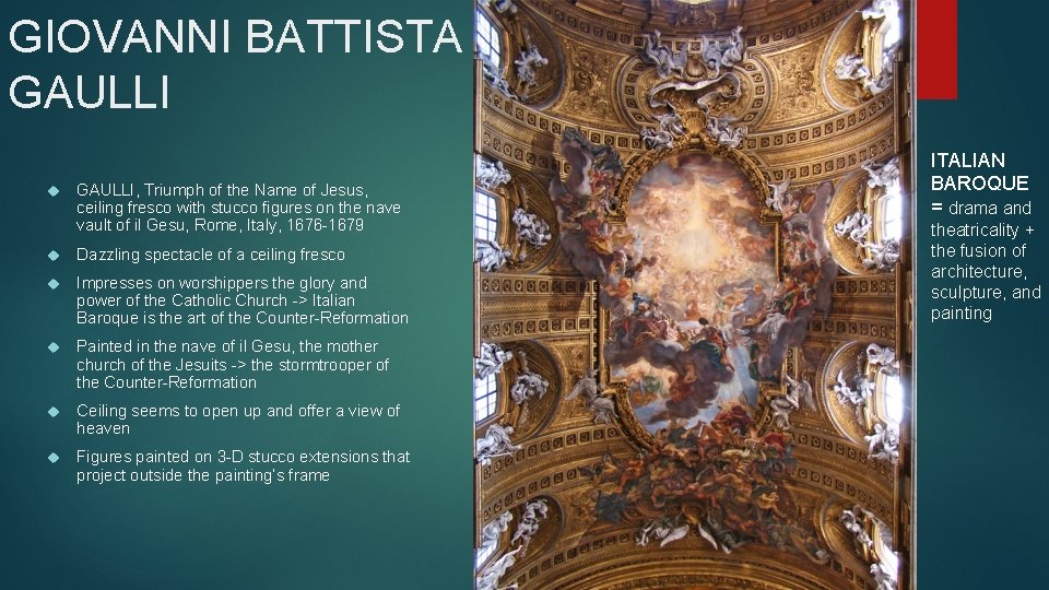 GIOVANNI BATTISTA GAULLI, Triumph of the Name of Jesus, ceiling fresco with stucco figures