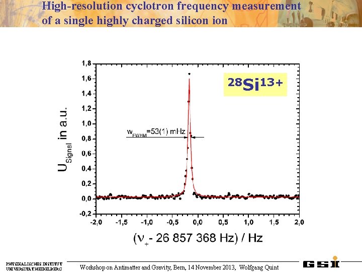 High-resolution cyclotron frequency measurement of a single highly charged silicon ion 28 Si 13+