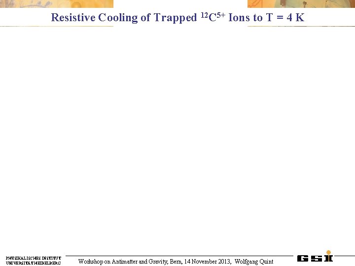 Resistive Cooling of Trapped 12 C 5+ Ions to T = 4 K PHYSIKALISCHES