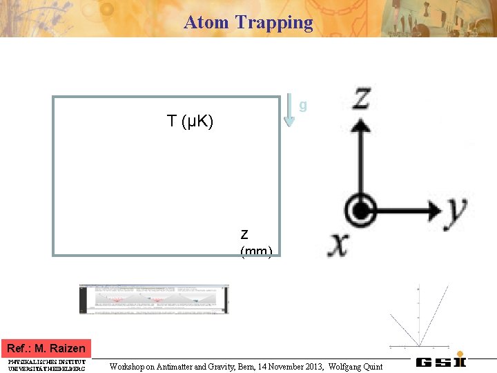 Atom Trapping g T (µK) z (mm) Ref. : M. Raizen PHYSIKALISCHES INSTITUT UNIVERSITÄT