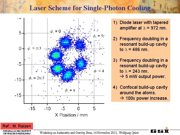 Laser Scheme for Single-Photon Cooling 1) Diode laser with tapered amplifier at l =
