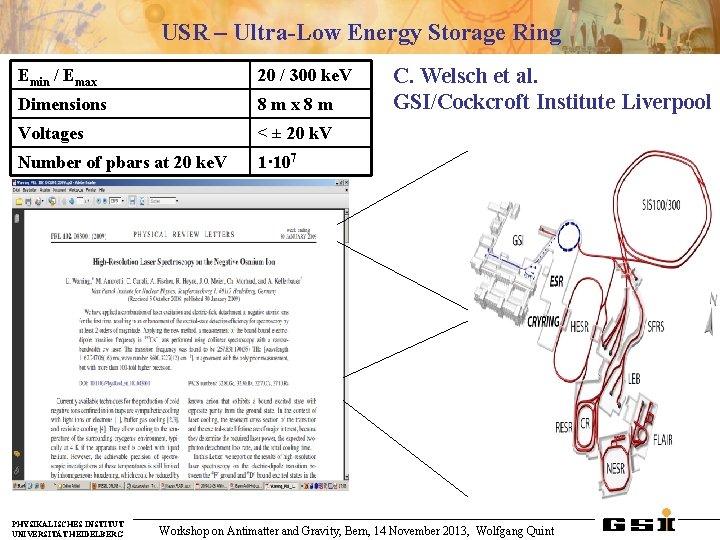 USR – Ultra-Low Energy Storage Ring Emin / Emax 20 / 300 ke. V