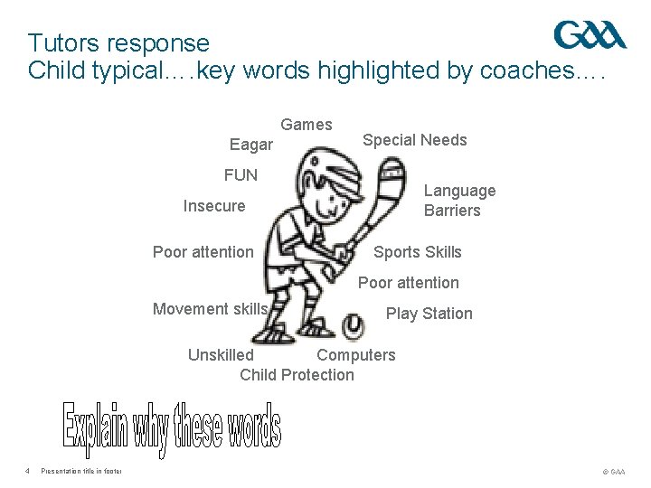Tutors response Child typical…. key words highlighted by coaches…. Games Eagar Special Needs FUN