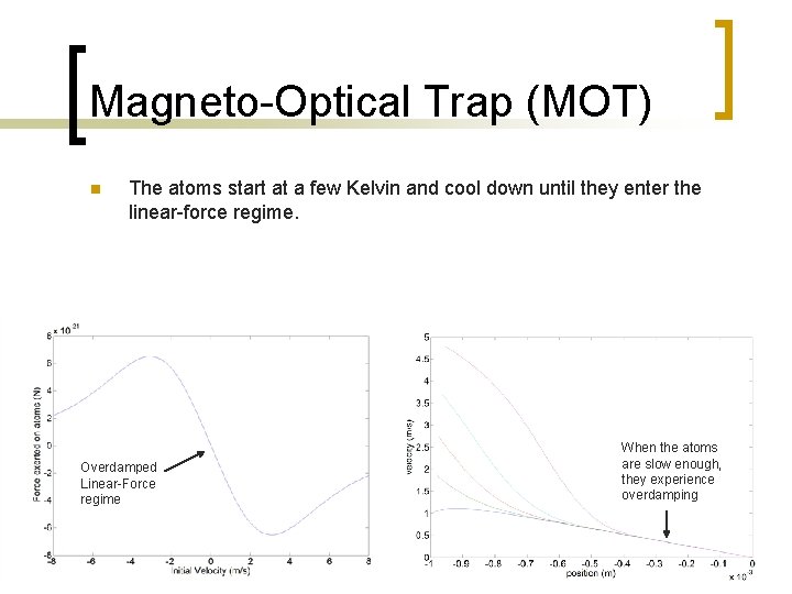 Magneto-Optical Trap (MOT) n The atoms start at a few Kelvin and cool down