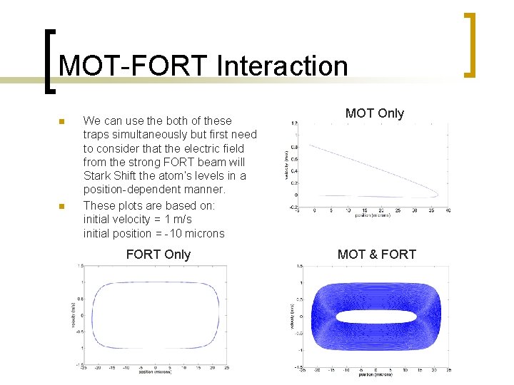 MOT-FORT Interaction n n We can use the both of these traps simultaneously but