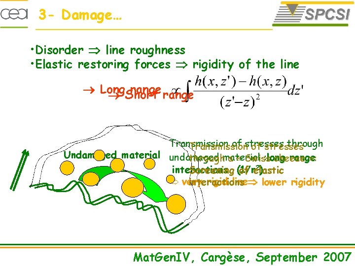 3 - Damage… • Disorder line roughness • Elastic restoring forces rigidity of the