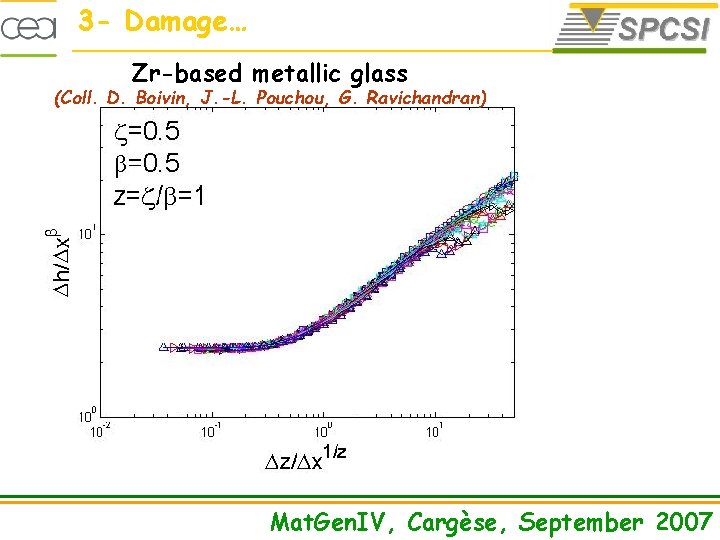 3 - Damage… Zr-based metallic glass (Coll. D. Boivin, J. -L. Pouchou, G. Ravichandran)