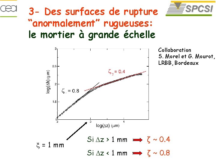 3 - Des surfaces de rupture “anormalement” rugueuses: le mortier à grande échelle Collaboration