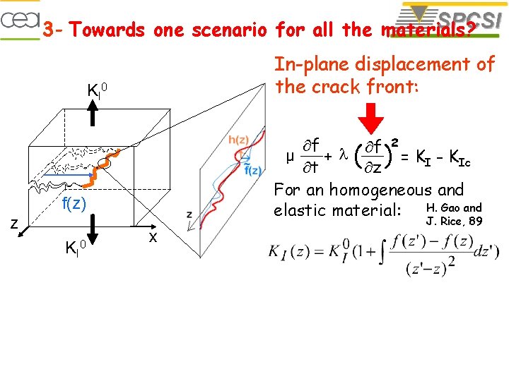 3 - Towards one scenario for all the materials? In-plane displacement of the crack