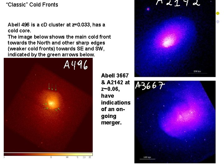 “Classic” Cold Fronts Abell 496 is a c. D cluster at z=0. 033, has