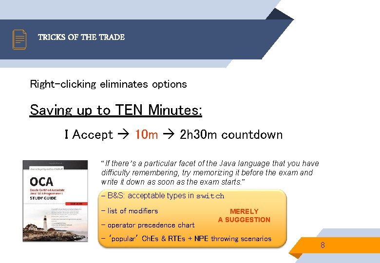 Opening Remarks Oracle Java Se 8 Programmer I