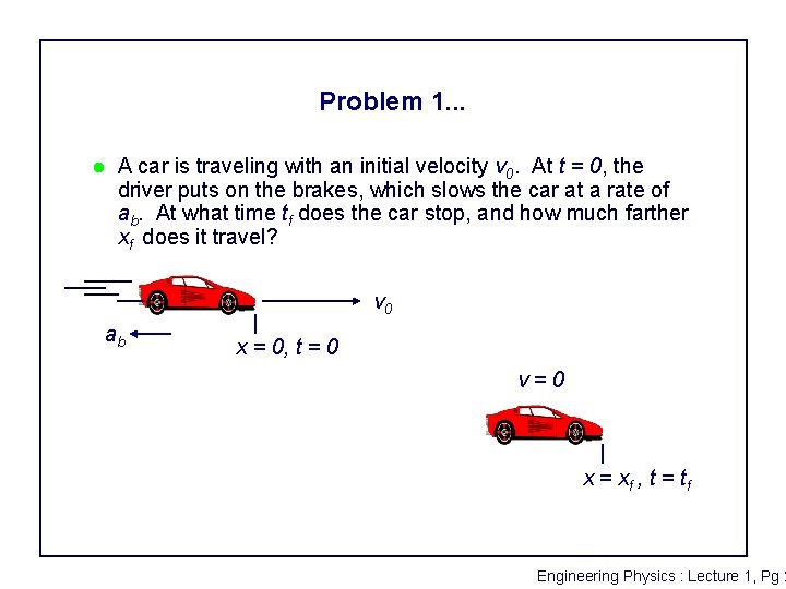 Problem 1. . . l A car is traveling with an initial velocity v