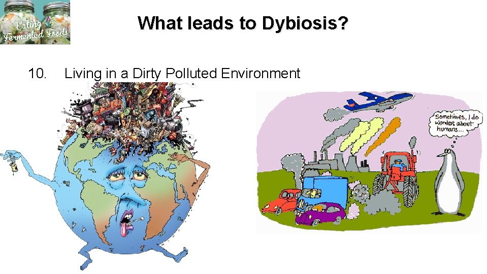 What leads to Dybiosis? 10. Living in a Dirty Polluted Environment 