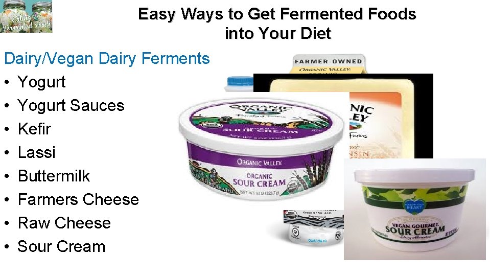 Easy Ways to Get Fermented Foods into Your Diet Dairy/Vegan Dairy Ferments • Yogurt