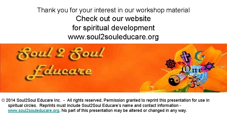 Thank you for your interest in our workshop material Check out our website for